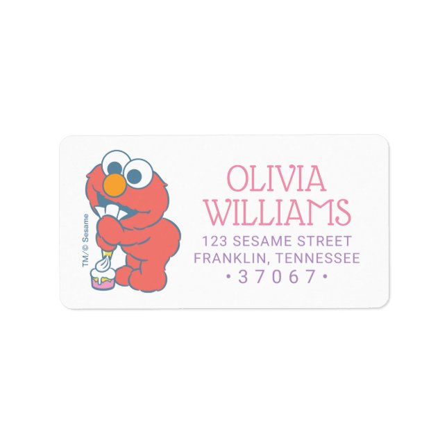 Etiqueta Rua Sésamo | Aniversário do Bebê - Elmo (Frente)