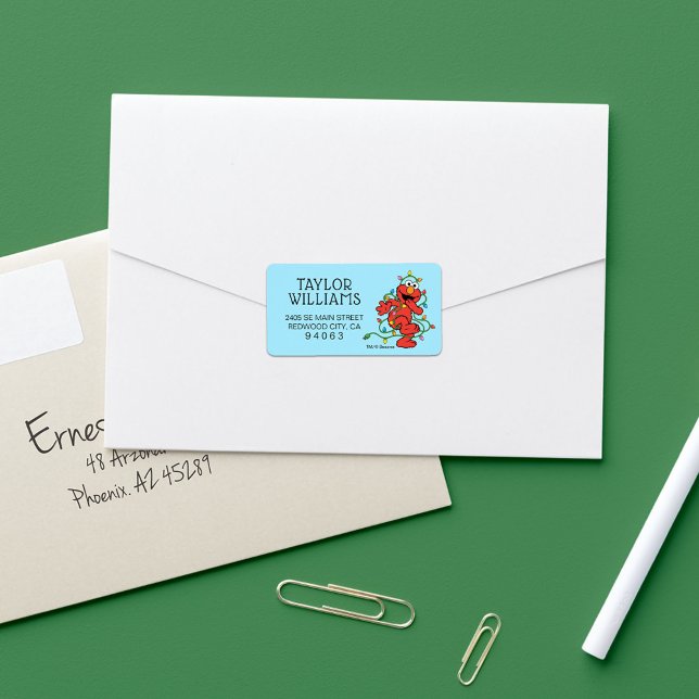 Etiqueta Rua Sésamo | Luzes de Natal Elmo (Label on envelope)