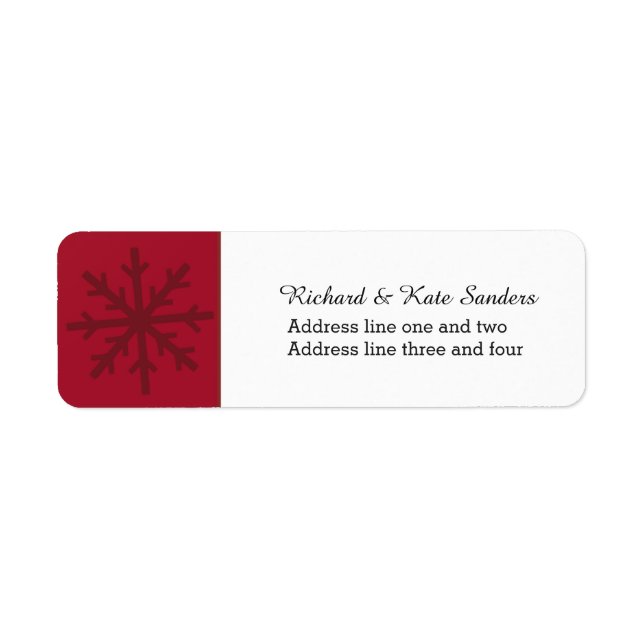 Etiqueta Ruby Red Snowflake Texto Personalizado (Frente)