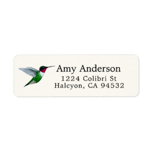 Etiqueta Ruby-throated Hummingbird Return Address Label