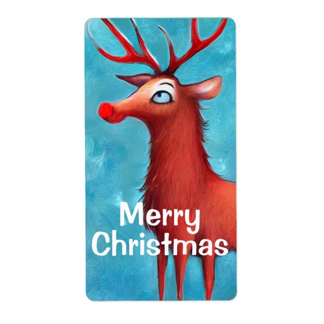 Etiqueta Rudolph, a rena vermelha (Frente)