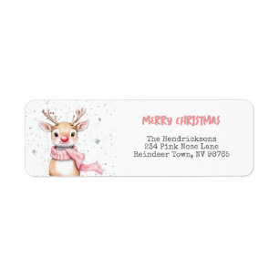 Etiqueta Rudolph Reindean Endereço de Regresso de Natal Ros