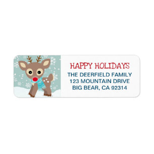 Etiqueta Rudolph Reindeer Snowflake Endereço de Natal