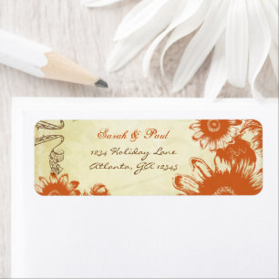 Etiqueta Russet Orange Vintage Flower Return Endereço