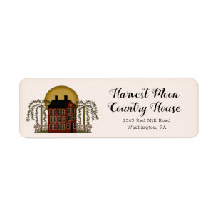 Etiqueta Russo Country Red Saltbox House & Moon Return