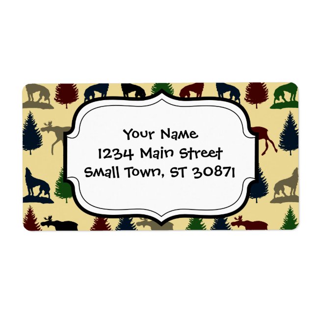 Etiqueta Russo de Cabina de Montanha do Lobo Selvagem Selva (Frente)