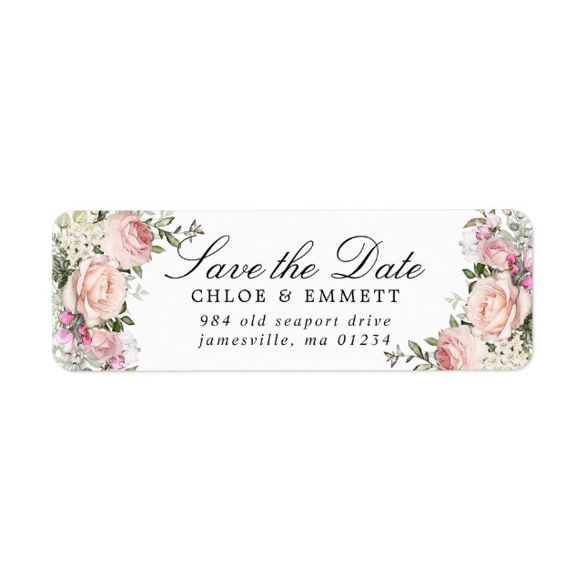 Etiqueta Russo Floral Rosa Salve a Data Endereço de Devoluç (Frente)