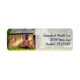 Etiqueta Rustic Barn Patriotic American Flag Address