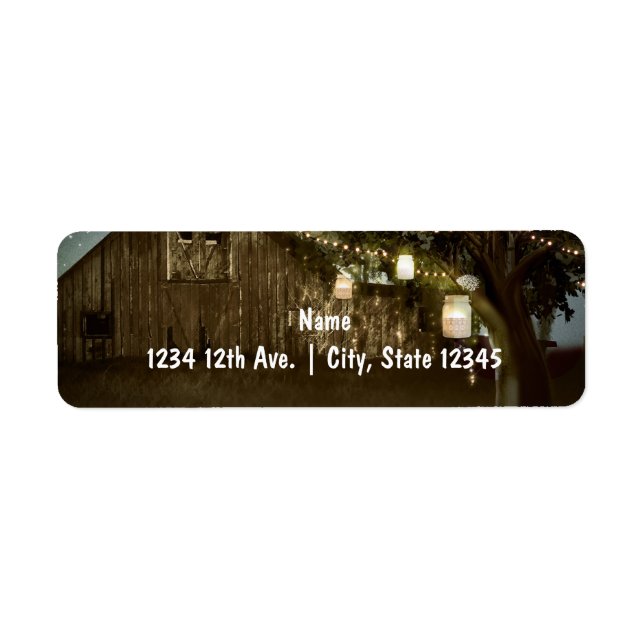 Etiqueta Rustic Barn & Tree Lights Endereço Labels (Frente)
