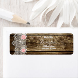 Etiqueta Rustic Barn Wood & Lace Wedding Endereço de Devolu