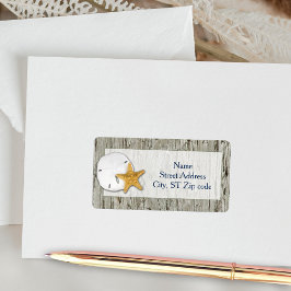 Etiqueta Rustic Beach Driftwood Sand Dollar Wedding Address