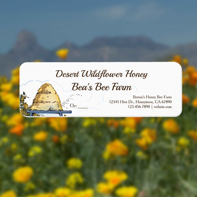 Etiqueta Rustic Beehive Custom Honey Bee Food Labels (Criador carregado)