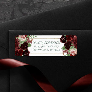 Etiqueta Rustic Blooms   Terracotta e Marsala Red Address