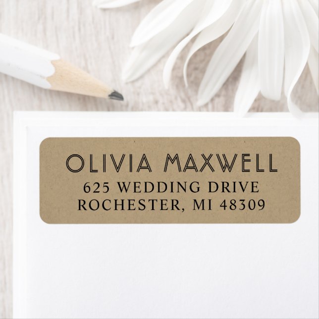 Etiqueta Rustic Chic Kraft Preto Art Déco Casamento (Insitu)