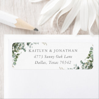 Etiqueta Rustic Elegant Greenery Eucalyptus Endereço de Dev