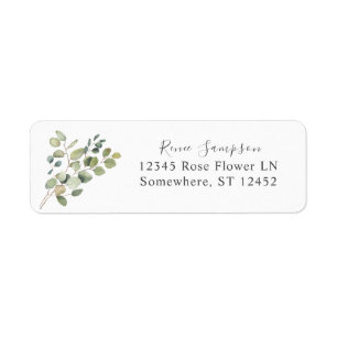 Etiqueta Rustic Eucalyptus Greenery Duo Endereço de Retorn