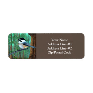 Etiqueta Rustic Evergreen Pine Chickadee