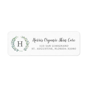 Etiqueta Rustic Greenery Monograma Business Return Endereç