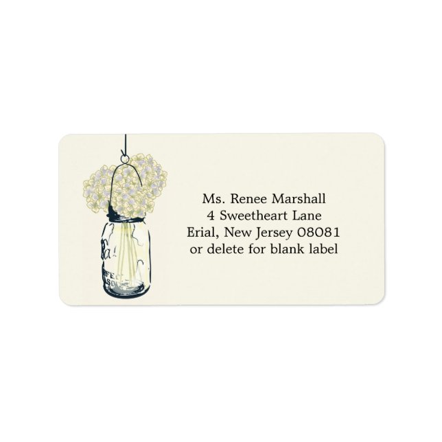 Etiqueta Rustic Hanging Mason Jar Hydrangeas (Frente)
