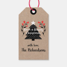 Etiqueta Rustic Kraft Christmas Tree Gift
