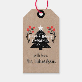 Etiqueta Rustic Kraft Christmas Tree Gift