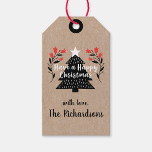 Etiqueta Rustic Kraft Christmas Tree Gift