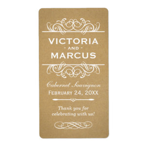 Etiqueta Rustic Kraft Wedding Monograma Bottle Favor