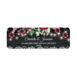 Etiqueta Rustic Lace String Luzes Endereço de Devolução de 