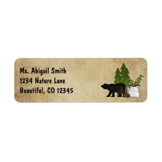 Etiqueta Rustic Mountain Country Silhouette Bear Endereço