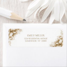 Etiqueta Rustic Neutral Floral Return Address Label