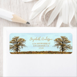 Etiqueta Rustic Oak Tree Autumn Wedding Return Address