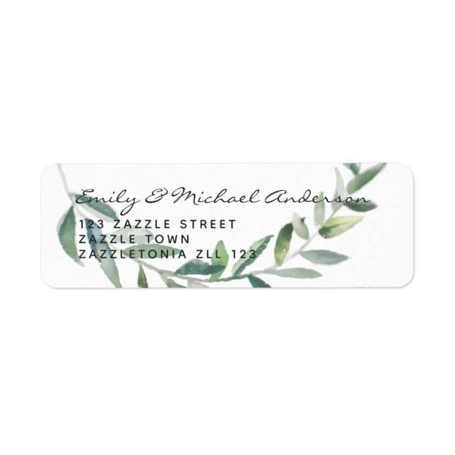 Etiqueta Rustic Olive Leaves Endereço Labels Modern (Frente)
