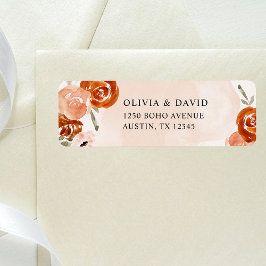Etiqueta Rustic Orange Boho | Casamento com Blush Watercolo
