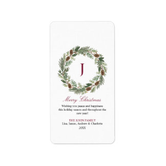 Etiqueta Rustic Pine Wreath Christmas
