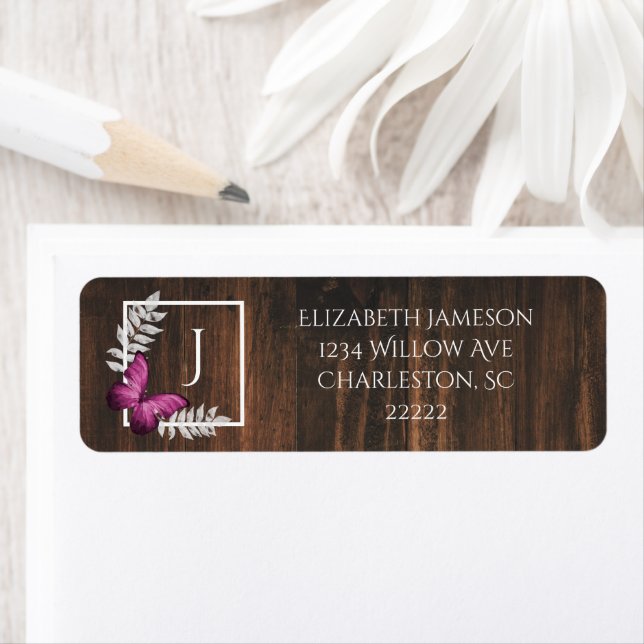 Etiqueta Rustic Pink Butterfly Label (Insitu)