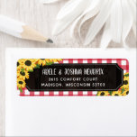 Etiqueta Rustic Purple Gingham & Sunflowers BBQ Baby Shower<br><div class="desc">Rustic address labels for a baby-q shower with wood grain,  red gingham,  and yellow sunflowers. Perfect for a backyard barbecue baby shower,  bbq engagement parties,  rustic weddings,  and much more!</div>