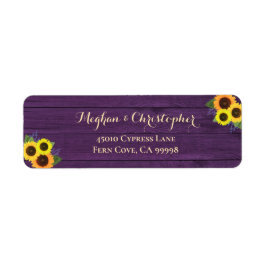 Etiqueta Rustic Purple Sunflower Endereço de Devolução