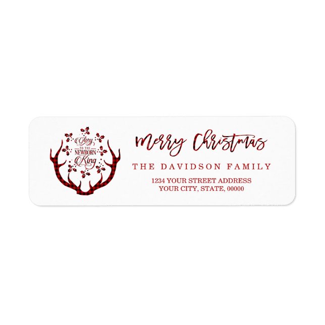 Etiqueta Rustic Red Buffalo Merry Christmas Typography (Frente)