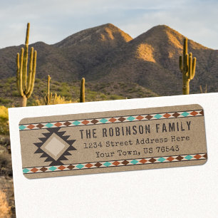 Etiqueta Rustic Southwest Native Tribal Pattern Kraft