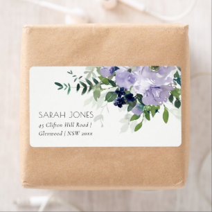 Etiqueta Rustic Violet Purple Marinho Floral Endereço