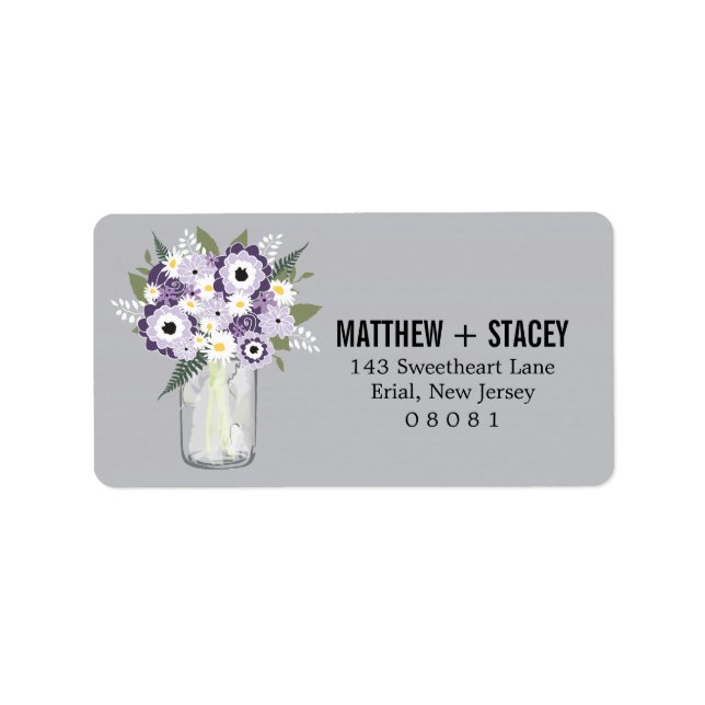 Etiqueta Rustic Wedding Mason Jar e Floral (Frente)