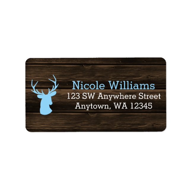 Etiqueta Rustic Wood Blue Buck Deer Address (Frente)