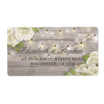 Rustic Wood Floral String Lights Endereço De Casam