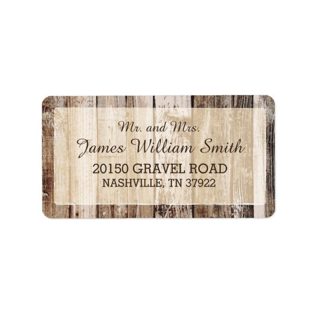 Etiqueta Rustic Wood Planks Country Western Wedle Label (Frente)