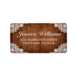 Etiqueta Rustic Wood & White Lace Address