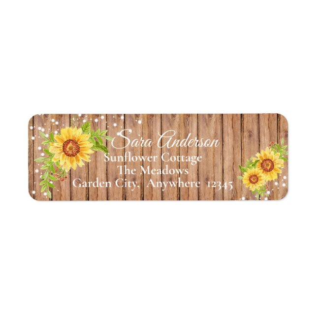 Etiqueta Rustic Yellow Floral Sunflower Address (Frente)