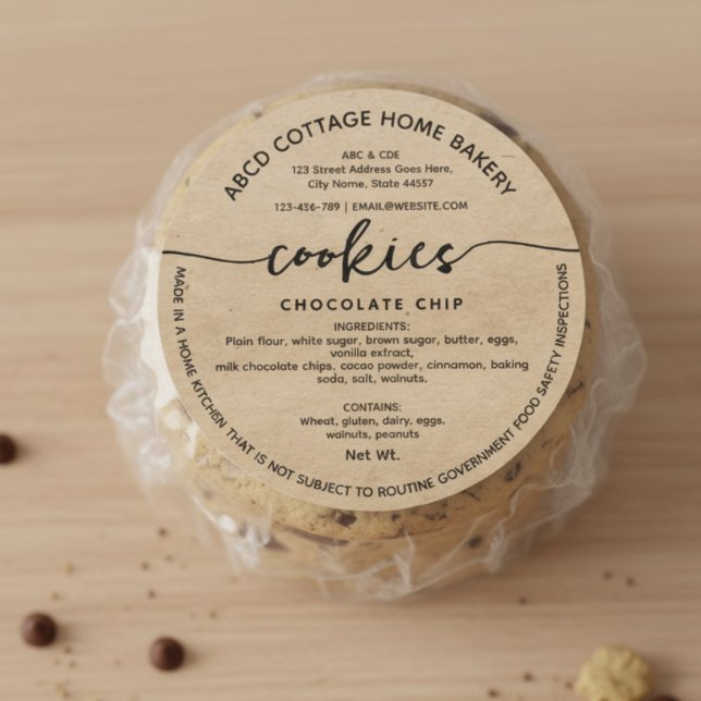 Etiqueta Rústica de Biscoitos de Papel Kraft Casa  (Criador carregado)