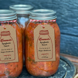 Etiqueta Rústica de Tripulação Vermelha Jar Kraft