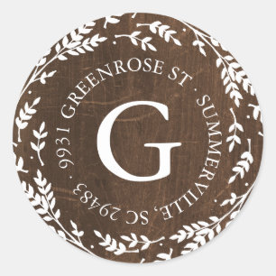 Etiqueta rústica do endereço do monograma da
