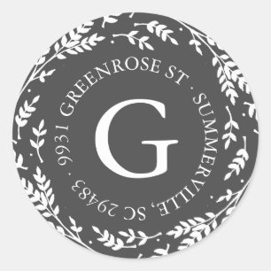 Etiqueta rústica do endereço do monograma da